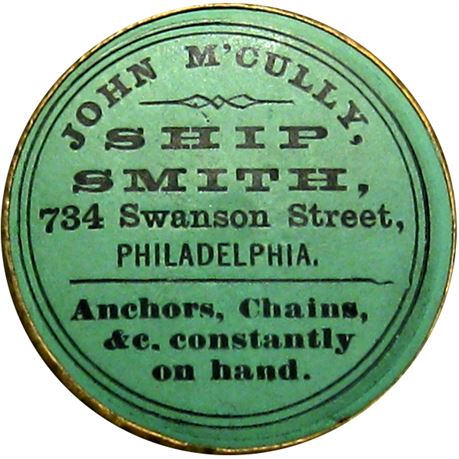 1050  -  1868 George Washington Shell Card M'Cully Ship Smith Raw AU+