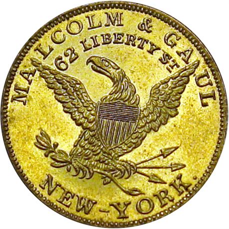 649  -  MILLER NY  516  Raw MS64 New York City Merchant token