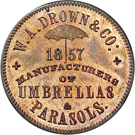 821  -  MILLER PA 133  Raw MS64 1857 Philadelphia Pennsylvania Merchant token