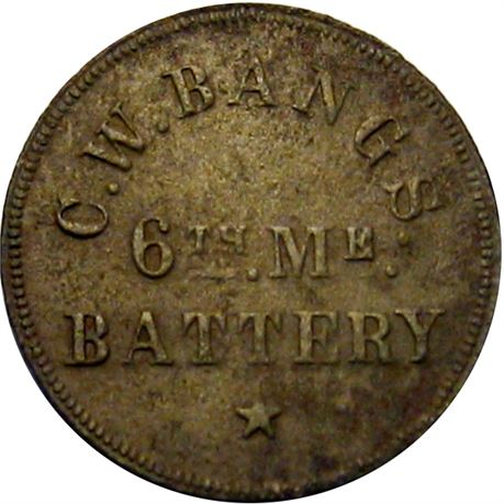 173  -  ME-6-5C R9 Raw VF Details 6th Maine Civil War Sutler token