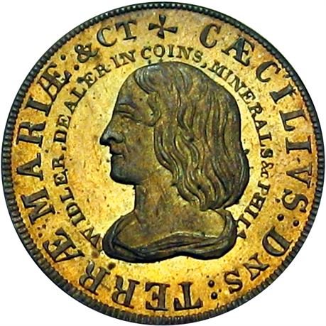 831  -  MILLER PA 219  Raw MS64 Coin Dealer Philadelphia PA Merchant token