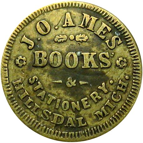 234  -  MI450A-2b R8 Raw FINE+ Book Seller Hillsdale Michigan Civil War token