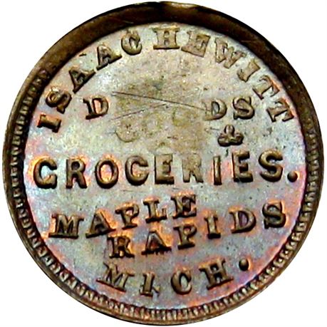 242  -  MI595A-2a R9 Raw UNC Details Maple Rapids Michigan Civil War token
