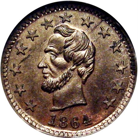 75  -  127/294 d R9 NGC MS65 Abraham Lincoln Patriotic Civil War token