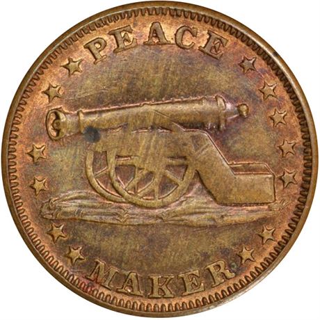 113  -  169/213 b R3 PCGS MS64 Peacemaker Cannon Patriotic Civil War token