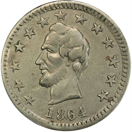 71  -  127/177 j R4 PCGS AU55 Abraham Lincoln Patriotic Civil War token