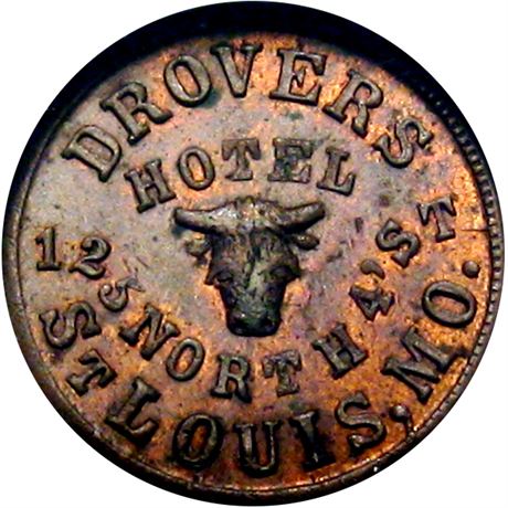 299  -  MO910A-3a R6 NGC MS63 RB Droves Hotel St. Louis Missouri Civil War token