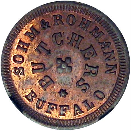 307  -  NY105Q-2a R9 NGC MS63 BN Buffalo New York Civil War token