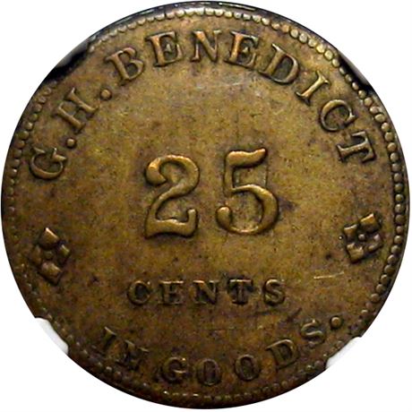 172  -  NY- 13-25B R10 NGC AU55 13th New York Civil War Sutler token