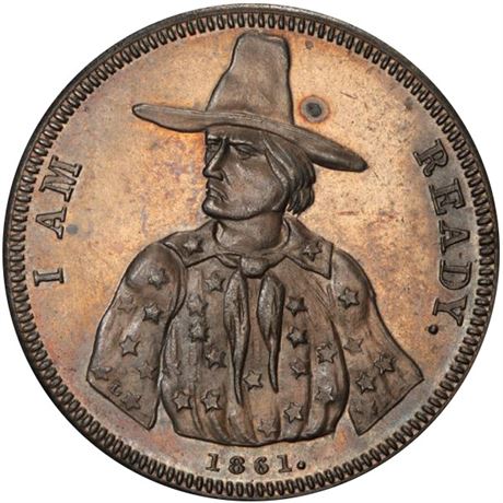 97  -  147/227 fp R6 PCGS MS64 1861 Pilgrim Patriotic Civil War token