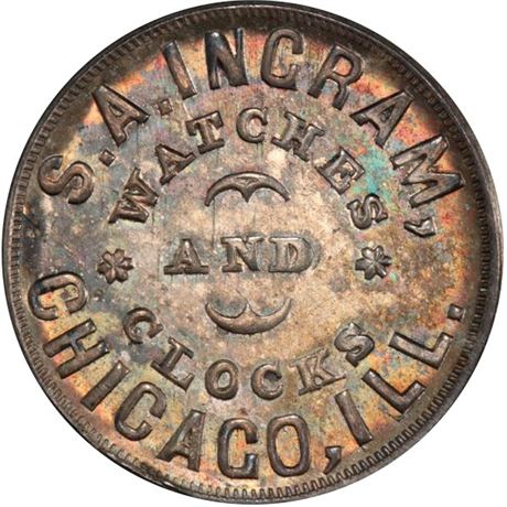 212  -  IL150AG-5f R9 PCGS MS65 Silver Chicago Illinois Civil War token