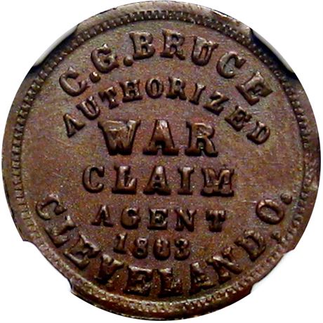323  -  OH165 T-8a R9 NGC MS64 BN Cincinnati Ohio Civil War token