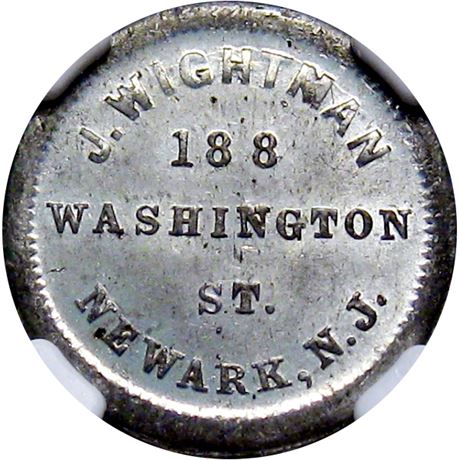304  -  NJ555C-10e R8 NGC MS63 White Metal Newark New Jersey Civil War token