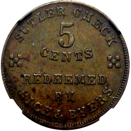 163  -  IT-FS-05Bb R10 NGC AU55 Ft Still Indian Territory Civil War Sutler token