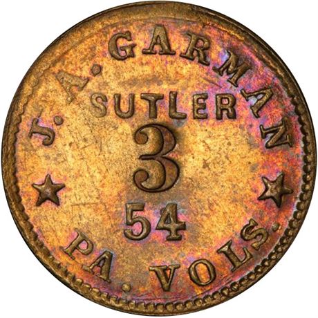 185  -  PA-54-3B R5 PCGS MS64 54th Civil War Sutler token