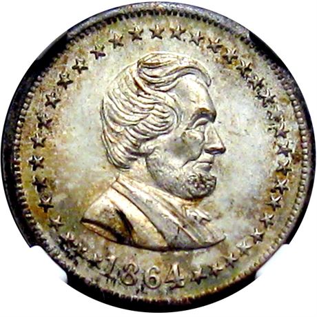 77  -  128/289 fp R7 NGC MS65 Abraham Lincoln Patriotic Civil War token