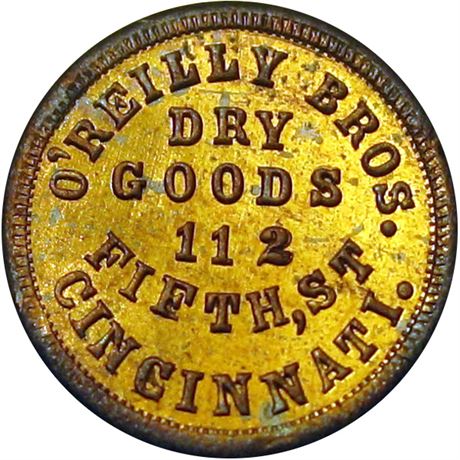 330  -  OH165EH-5b R8 NGC MS64 Brass Cincinnati Ohio Civil War token