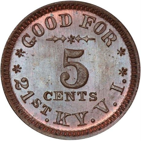 169  -  KY-21-05C R8 PCGS MS65 BN 21st Kentucky Civil War Sutler token