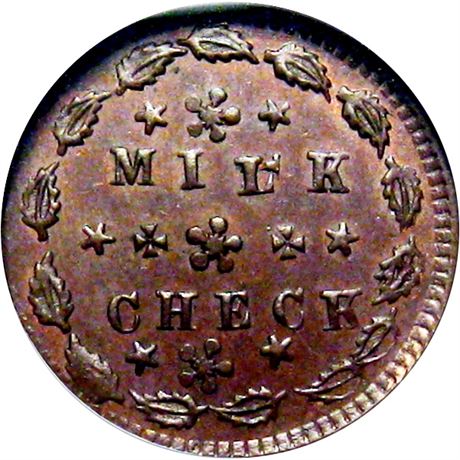 155  -  474/475 a R8 NGC MS63 BN Indiana Primitive Milk Check Civil War token