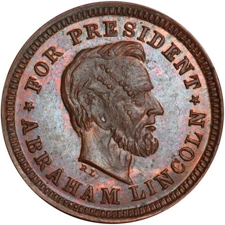 81  -  132/149 ao R9 PCGS MS64 BN Abraham Lincoln Patriotic Civil War token