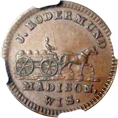 405  -  WI410G-2a R6 NGC MS62 BN Beer Wagon Madison Wisconsin Civil War token