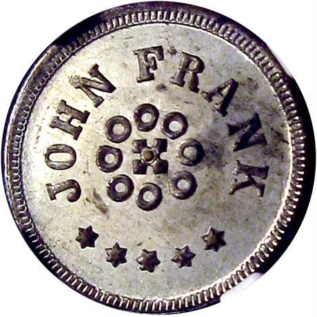 345  -  OH557A-1i R8 NGC MS64 Tin Plate Mill Creek Ohio Civil War token