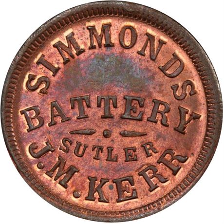 166  -  KY-1-25C R7 PCGS MS65 RB 1st Kentucky Civil War Sutler token