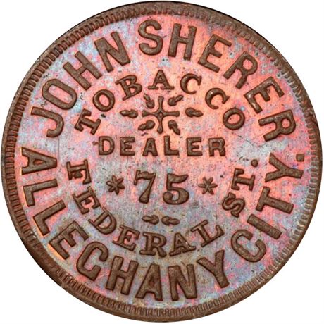 350  -  PA013F-1a R8 PCGS MS65 BN Allegheny City Civil War token