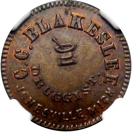 285  -  MI527A-1a R7 NGC MS64 BN Jonesville Michigan Civil War token