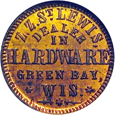 403  -  WI250I-6b R9 NGC MS64 Brass Green Bay Wisconsin Civil War token