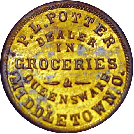 344  -  OH555A-4b R8 NGC MS64 Brass Middletown Ohio Civil War token