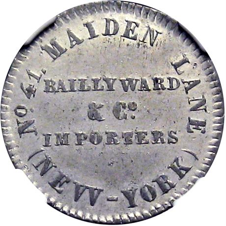 492  -  LOW 206 / HT-226 R8 NGC AU55 Baily Ward & Co. Hard Times token