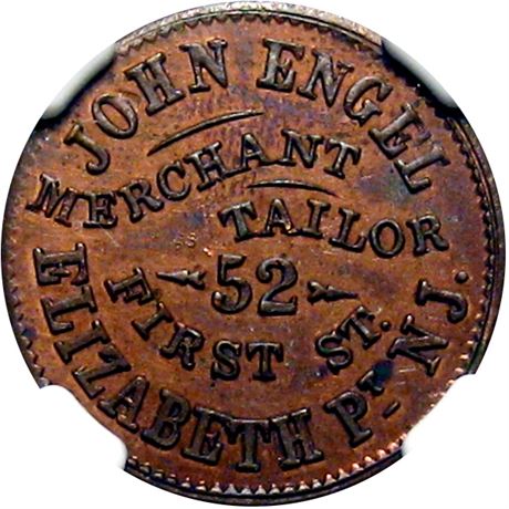 301  -  NJ220A-3a R3 NGC MS64 BN Elizabeth Port New Jersey Civil War token