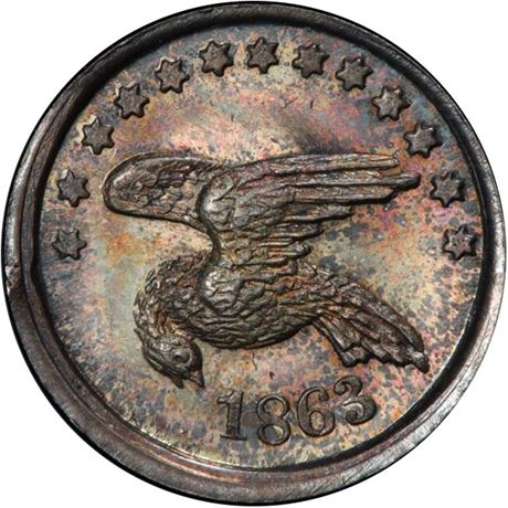89  -  142/282 f R9 PCGS MS64 Silver McClellan Patriotic Civil War token
