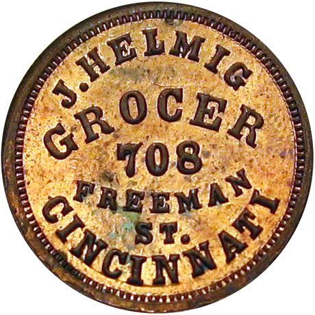 327  -  OH165BS-3a R7 NGC MS64 RB Cincinnati Ohio Civil War token