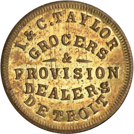 278  -  MI225CD-2b R8 PCGS MS64 Brass Detroit Michigan Civil War token