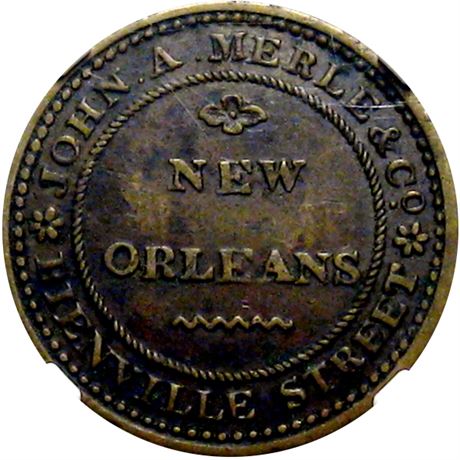 495  -  LOW 264 / HT-122 R5 NGC AU53 New Orleans Louisiana Hard Times token