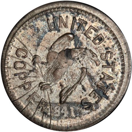 62  -  120/434 fo R9 PCGS MS63 George Washington Over Dime Civil War token