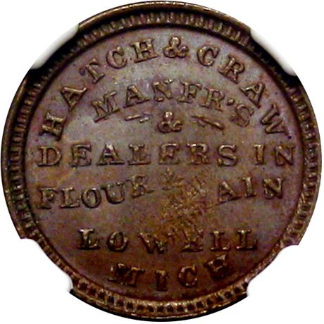 286  -  MI580B-2a R9 NGC MS64 BN Lowell Michigan Civil War token