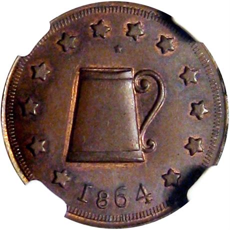 388  -  RI700F-1a R6 NGC MS64 BN Providence Rhode Island Civil War token