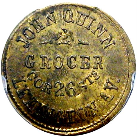 315  -  NY630BG-2b R7 PCGS MS64 Brass George Washington New York Civil War token