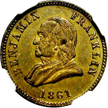 352  -  PA525A-1b R6 NGC MS63 1861 Coin Dealer Lancaster PA Civil War token