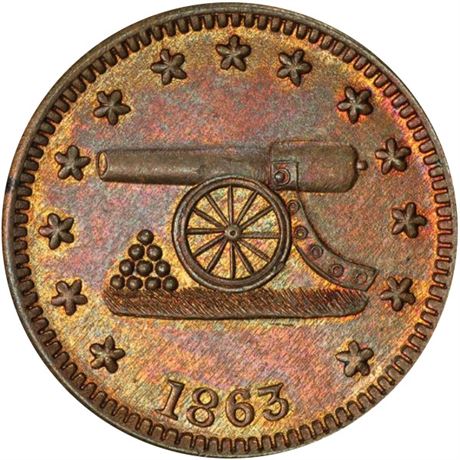 112  -  168/311 b R4 PCGS MS65 Cannon Patriotic Civil War token