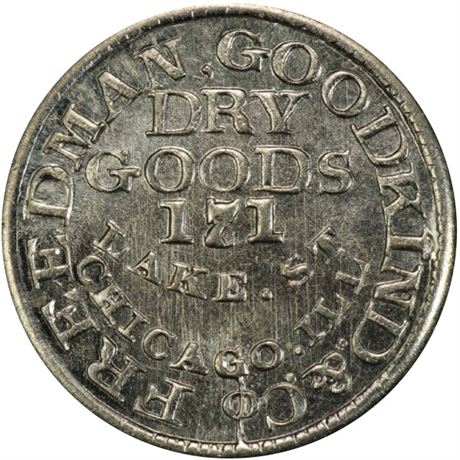 207  -  IL150 W-1j R8 PCGS MS64 German Silver Chicago Illinois Civil War token