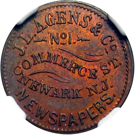 302  -  NJ555A-8a R3 NGC MS64 RB Newark New Jersey Civil War token