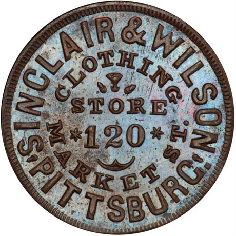 384  -  PA765U-1a R5 PCGS MS65 BN Pittsburgh Civil War token
