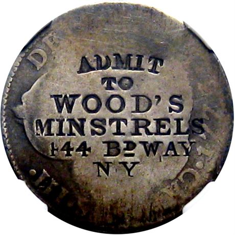 466  -  ADMIT / TO / WOOD'S / MINSTRELS / 444 Bd WAY / NY on 1773 Two Real