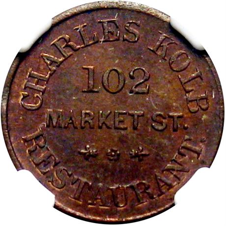 303  -  NJ555B-1a R3 NGC MS64 RB Newark New Jersey Civil War token