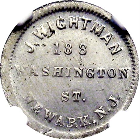 305  -  NJ555C-11j R9 NGC MS64 German Silver Newark New Jersey Civil War token