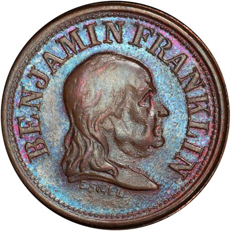 98  -  151/430 a R1 PCGS MS65 BN Ben Franklin Patriotic Civil War token